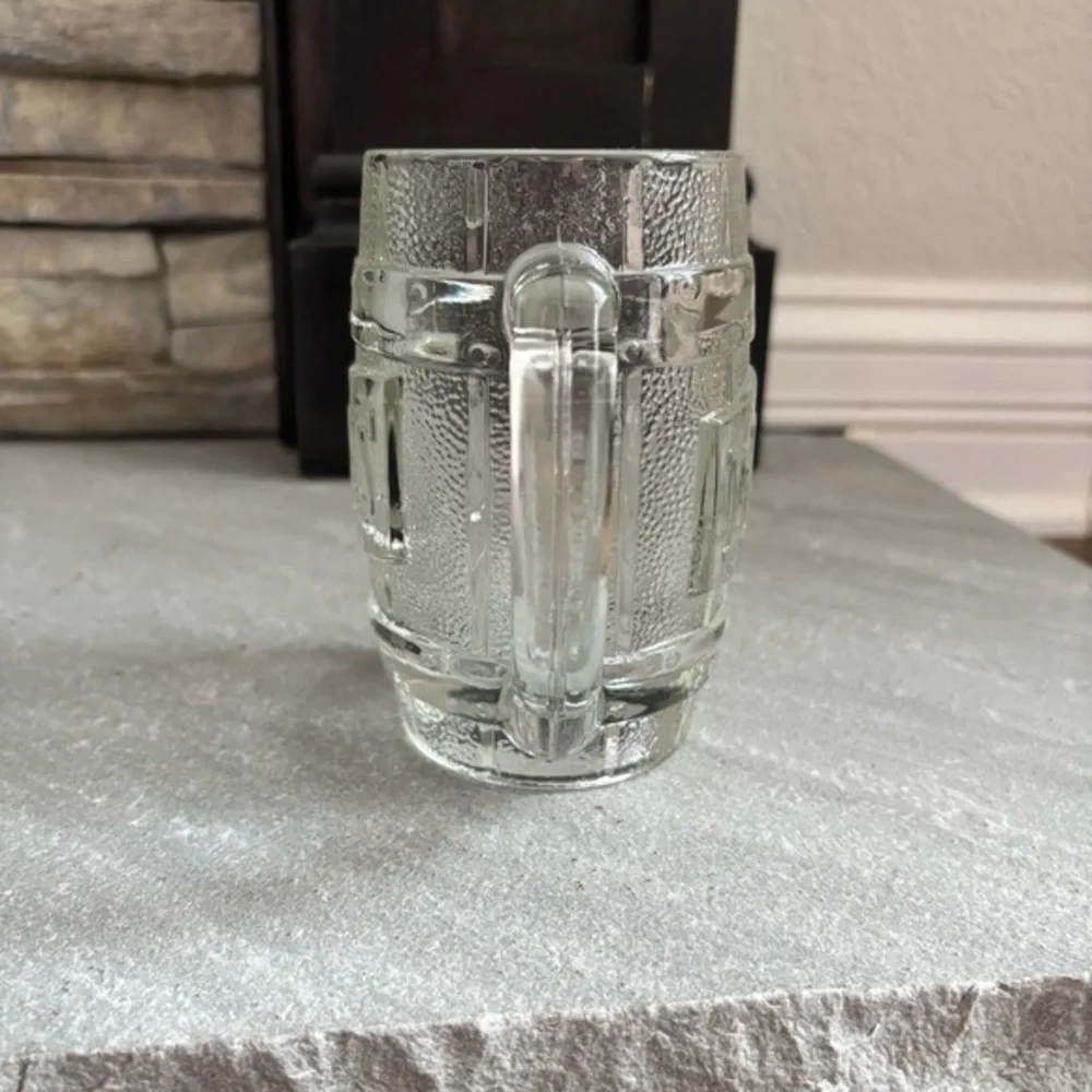 Vintage Mid Century DAD’S ROOT BEER Clear Embossed Thick Glass Barrel‎ Mug